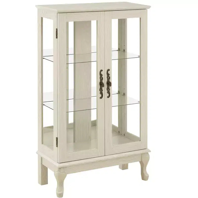 Meuble vitrine, Vitrine d'exposition avec 2 portes en verre trempé et étagères réglables, Armoire de rangement pour salon, chambre à coucher