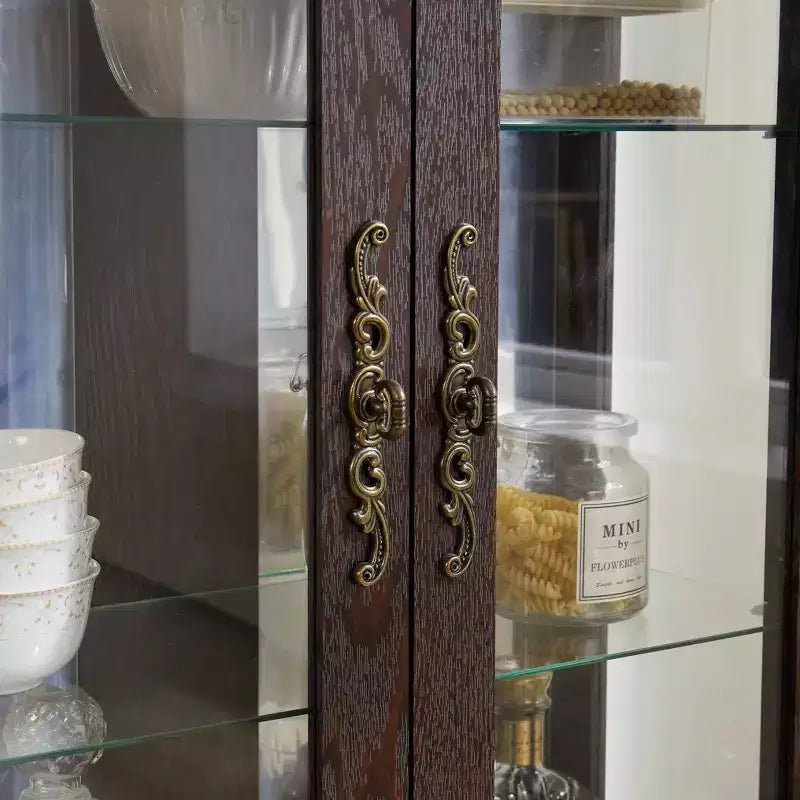 Meuble vitrine, Vitrine d'exposition avec 2 portes en verre trempé et étagères réglables, Armoire de rangement pour salon, chambre à coucher