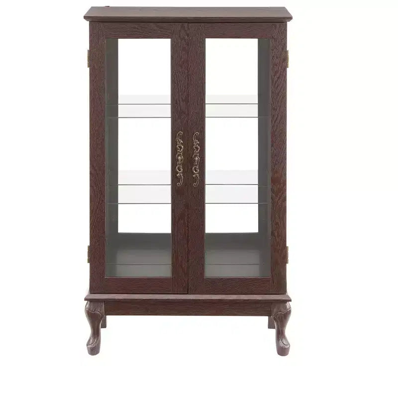 Meuble vitrine, Vitrine d'exposition avec 2 portes en verre trempé et étagères réglables, Armoire de rangement pour salon, chambre à coucher