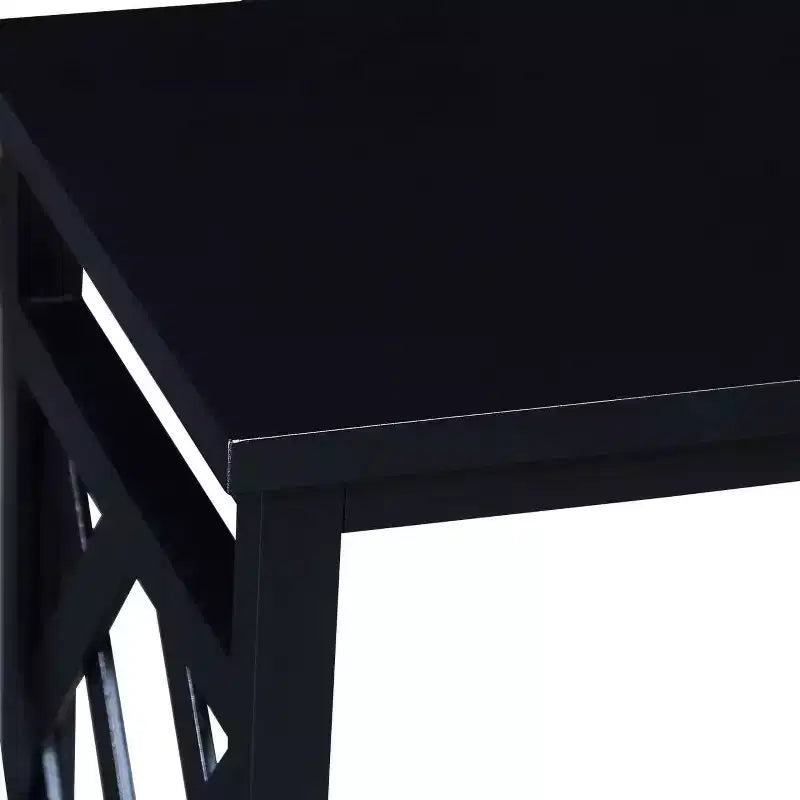Console 3 niveaux avec étagères de rangement, pieds en bois massif pour couloir et salon, noir