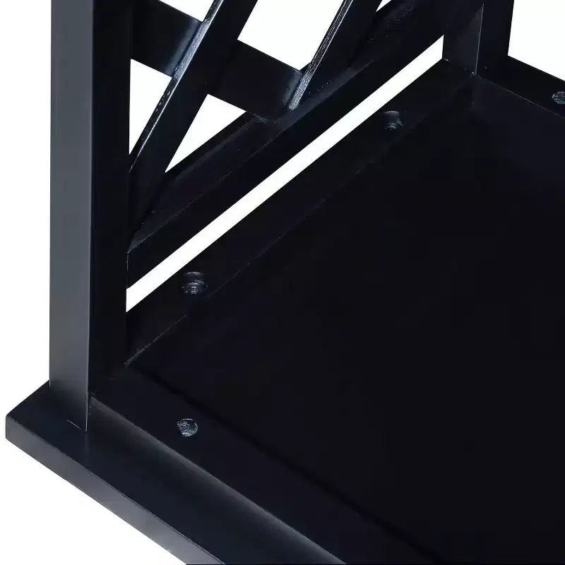 Console 3 niveaux avec étagères de rangement, pieds en bois massif pour couloir et salon, noir