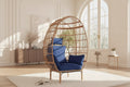 COZONY Oversized Wicker Egg Chair 500LBS, All-Weather Rattan Hanging Lounge Chair with 5 Cushions, Indoor Outdoor Patio Egg Chair for Backyard