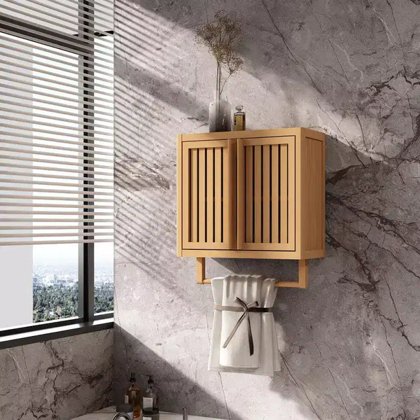 JVNOXK-Bathroom cabinet wall mounted Bamboo toilet storage box