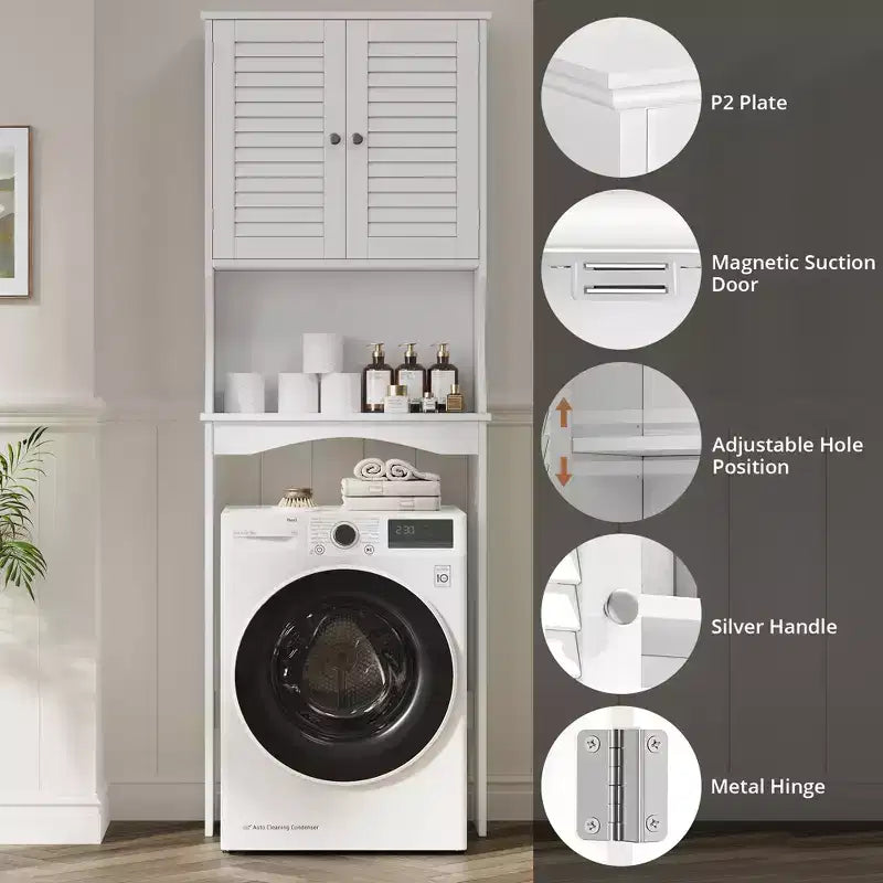 Meuble de rangement au-dessus des toilettes avec étagères réglables, organisateur de salle de bain ventilé avec support mural