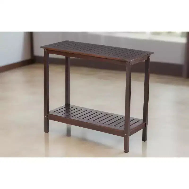 Console en Bois Vintage avec Étagère Inférieure, Table d'Entrée avec Motif à Rayures, Table d'Appoint pour Salon, Couloir, Marron