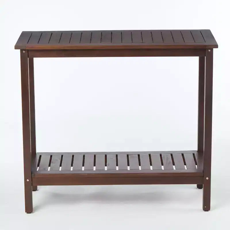 Console en Bois Vintage avec Étagère Inférieure, Table d'Entrée avec Motif à Rayures, Table d'Appoint pour Salon, Couloir, Marron