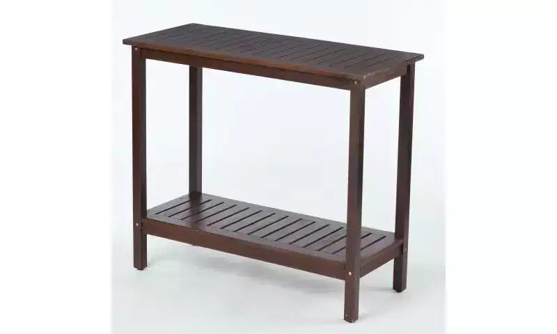 Console en Bois Vintage avec Étagère Inférieure, Table d'Entrée avec Motif à Rayures, Table d'Appoint pour Salon, Couloir, Marron