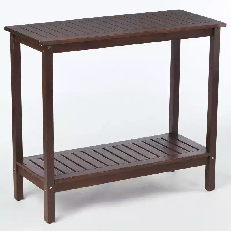 Console en Bois Vintage avec Étagère Inférieure, Table d'Entrée avec Motif à Rayures, Table d'Appoint pour Salon, Couloir, Marron
