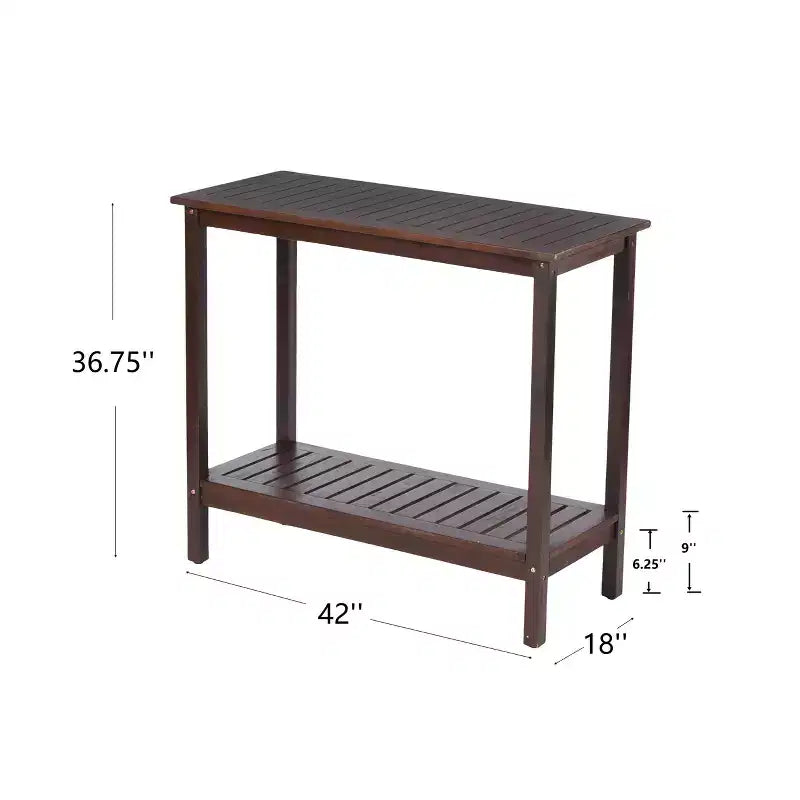 Console en Bois Vintage avec Étagère Inférieure, Table d'Entrée avec Motif à Rayures, Table d'Appoint pour Salon, Couloir, Marron