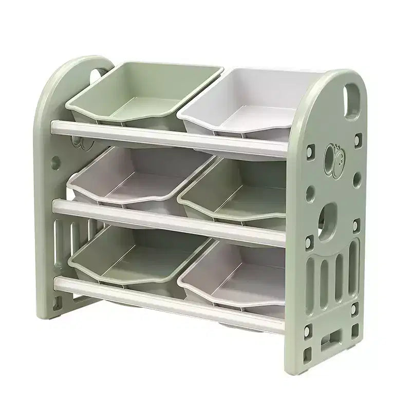 Organisateur de rangement de jouets pour enfants, meuble de rangement de jouets multifonctionnel pour chambre d'enfant avec étagère et bacs en PEHD
