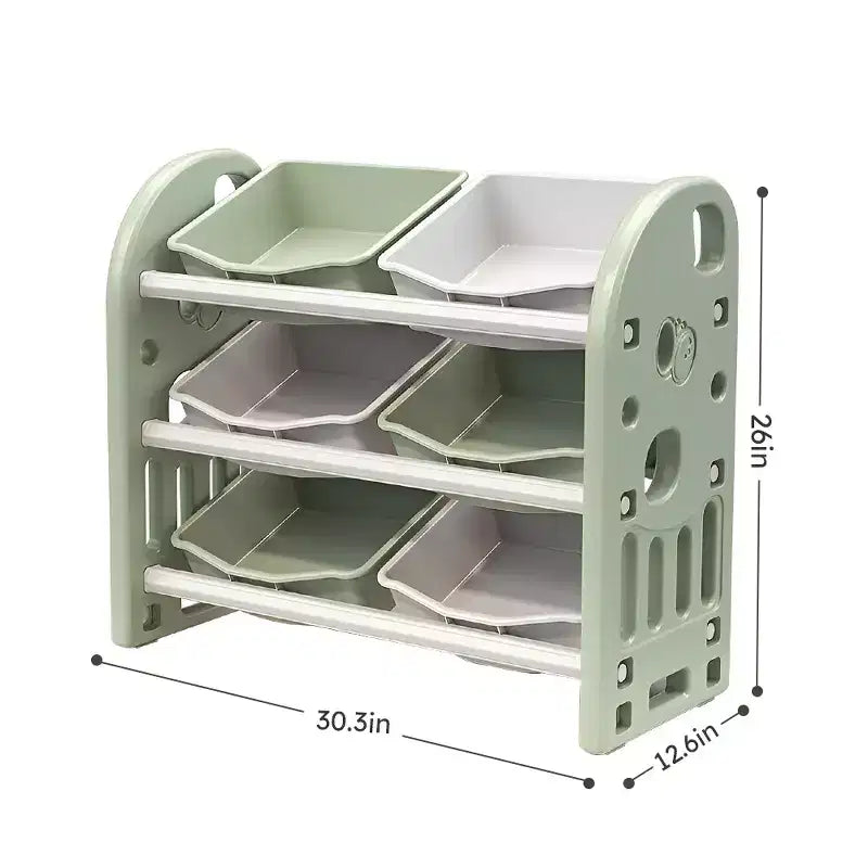 Organisateur de rangement de jouets pour enfants, meuble de rangement de jouets multifonctionnel pour chambre d'enfant avec étagère et bacs en PEHD