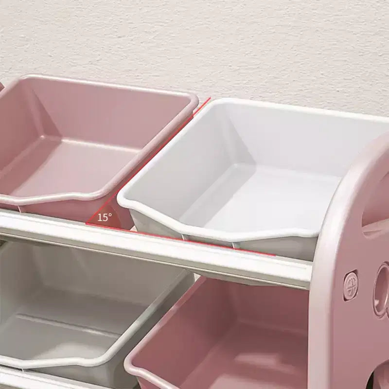 Organisateur de rangement de jouets pour enfants, meuble de rangement de jouets multifonctionnel pour chambre d'enfant avec étagère et bacs en PEHD