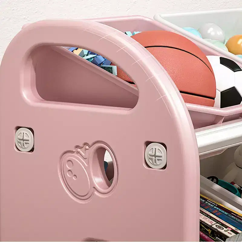 Organisateur de rangement de jouets pour enfants, meuble de rangement de jouets multifonctionnel pour chambre d'enfant avec étagère et bacs en PEHD