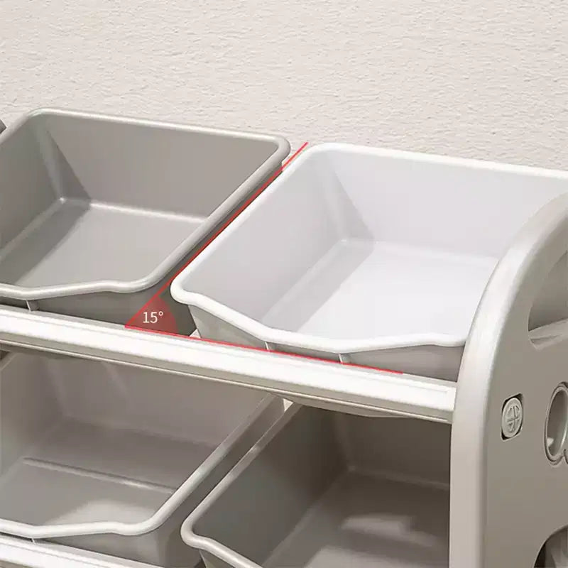 Organisateur de rangement de jouets pour enfants, meuble de rangement de jouets multifonctionnel pour chambre d'enfant avec étagère et bacs en PEHD