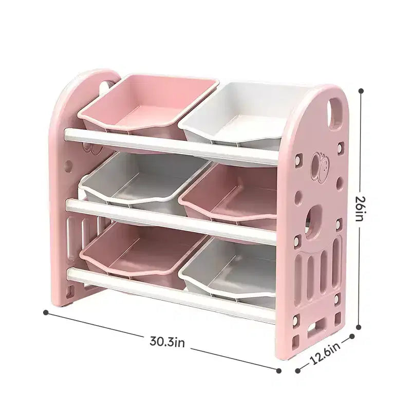 Organisateur de rangement de jouets pour enfants, meuble de rangement de jouets multifonctionnel pour chambre d'enfant avec étagère et bacs en PEHD