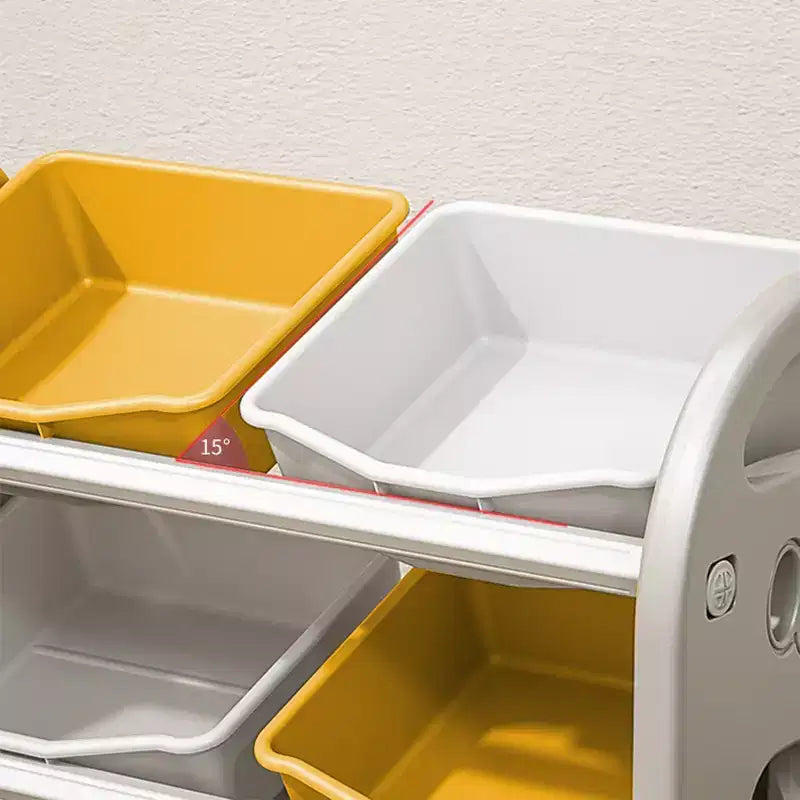 Organisateur de rangement de jouets pour enfants, meuble de rangement de jouets multifonctionnel pour chambre d'enfant avec étagère et bacs en PEHD