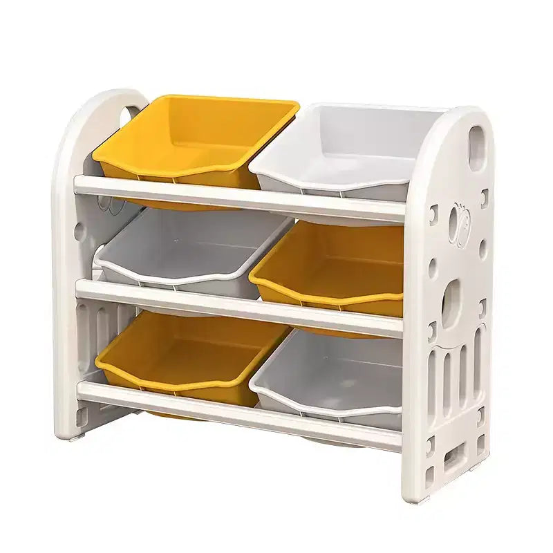 Organisateur de rangement de jouets pour enfants, meuble de rangement de jouets multifonctionnel pour chambre d'enfant avec étagère et bacs en PEHD