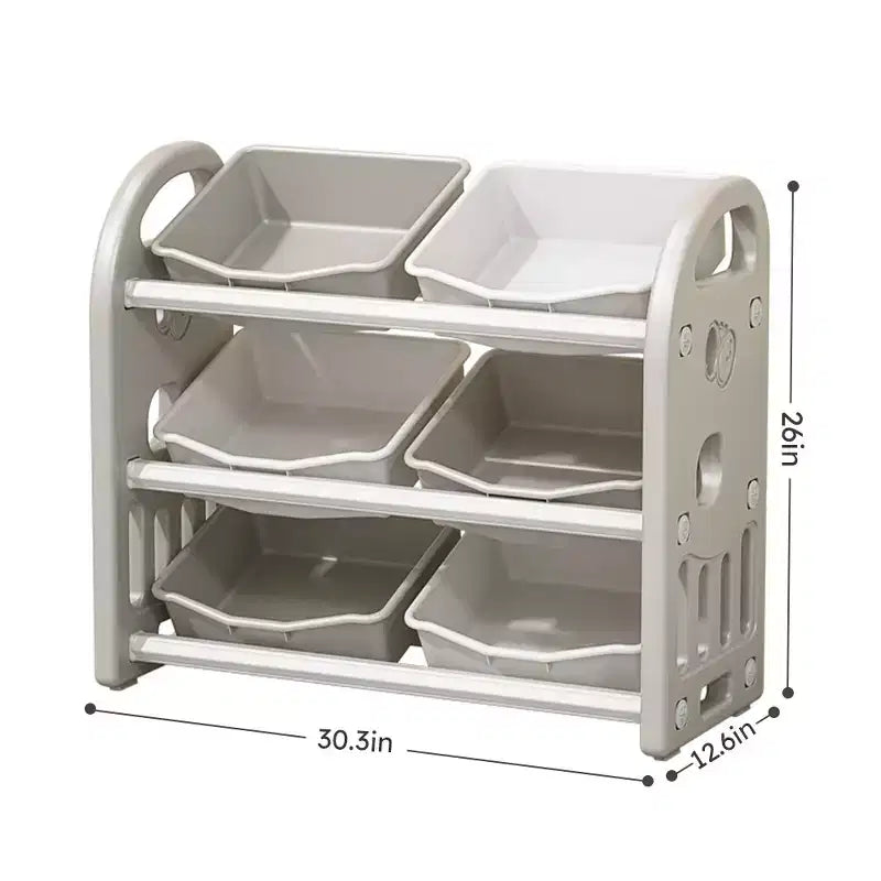 Organisateur de rangement de jouets pour enfants, meuble de rangement de jouets multifonctionnel pour chambre d'enfant avec étagère et bacs en PEHD