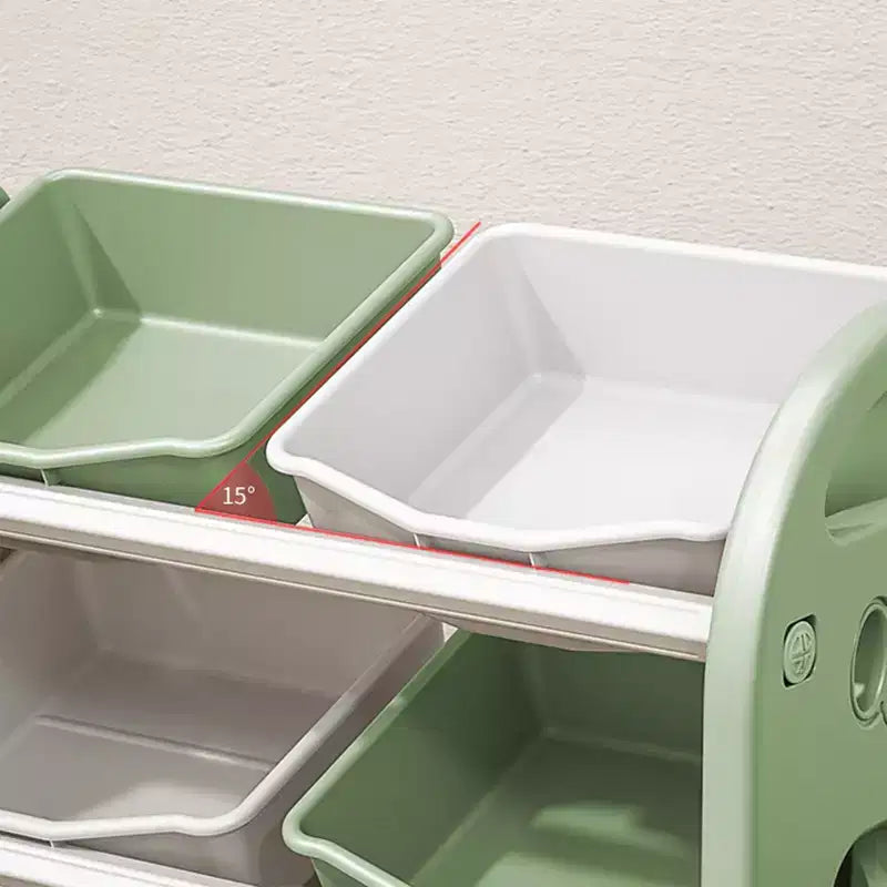 Organisateur de rangement de jouets pour enfants, meuble de rangement de jouets multifonctionnel pour chambre d'enfant avec étagère et bacs en PEHD