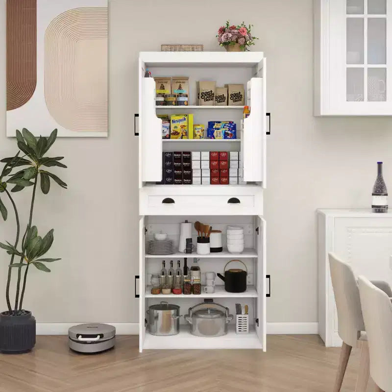 Buffet de cuisine moderne Alanis avec tiroir et étagères réglables