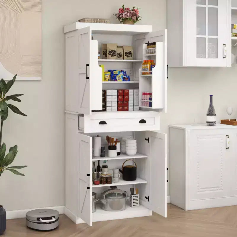Buffet de cuisine moderne Alanis avec tiroir et étagères réglables