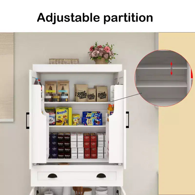 Buffet de cuisine moderne Alanis avec tiroir et étagères réglables
