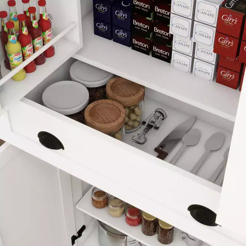 Buffet de cuisine moderne Alanis avec tiroir et étagères réglables