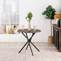 Table à manger ronde de 80 cm pour 2 personnes, Table de cuisine en bois avec pied central et pieds en métal pour café, restaurant et repas à la maison