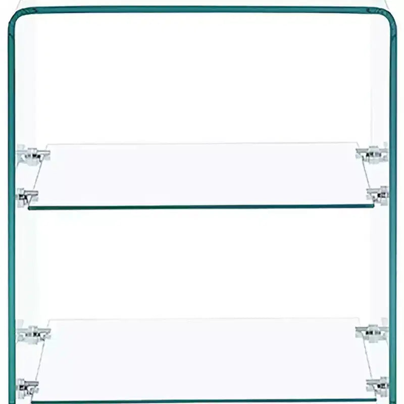 Table d'appoint en verre transparent avec deux étagères de 18 pouces