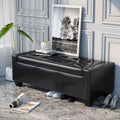 Pouffe ottoman de rangement de 51", banc de rangement ottoman avec charnière de sécurité, banc d'entrée rembourré en similicuir avec assise pour salon, chambre à coucher