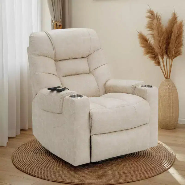 Royal Hampton Power Recliner Lift Chair with Heating Massage, Gray Faux Leather