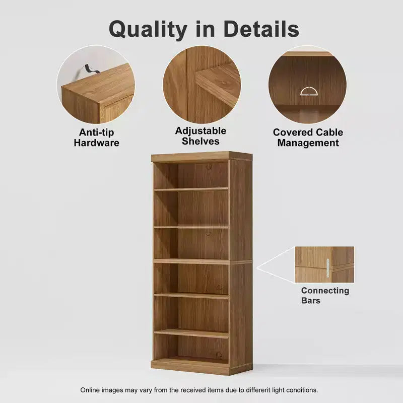 Étagère sans portes en bois 36x31x16 Meuble de rangement pour livres et bureau pour cuisine, chambre, entrée, salon, salle à manger Naturel
