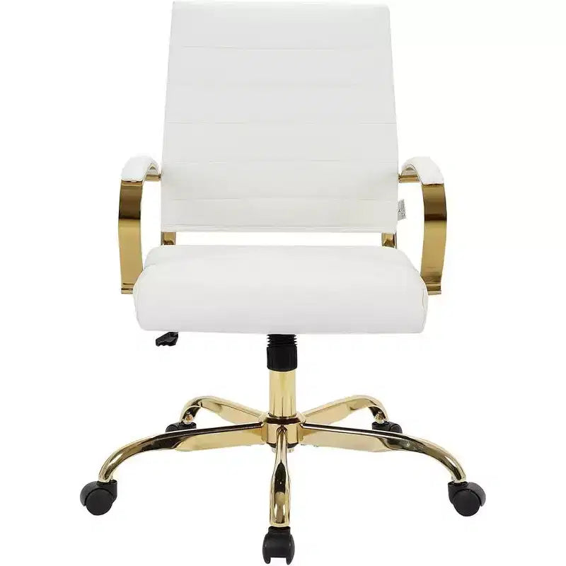 Chaises de bureau à hauteur fixe de 23 po avec assise en similicuir beige et pivotantes