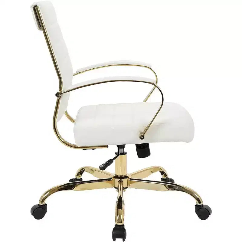 Chaises de bureau à hauteur fixe de 23 po avec assise en similicuir beige et pivotantes