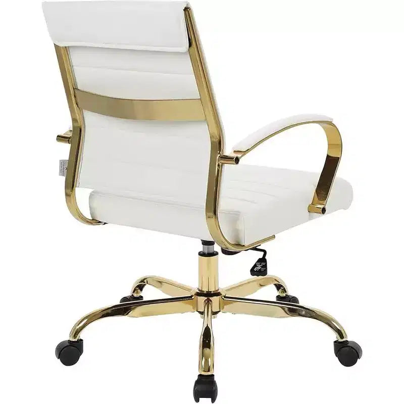 Chaises de bureau à hauteur fixe de 23 po avec assise en similicuir beige et pivotantes
