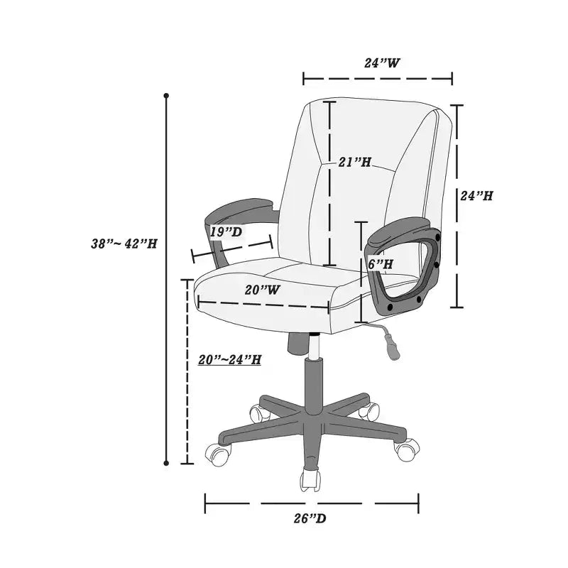 Chaises de bureau ergonomiques en similicuir doré, hauteur réglable 46 po, assise pivotante