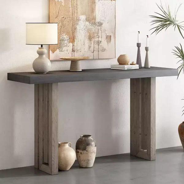 Modern Unique Designed Oak Veneer Console Tables for Entryway, Slim Wooden Minimalist Entryway Table for Home Office,Living Room