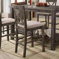 Tabourets de bar hauteur comptoir 45 cm Lin beige/Gris patiné : Rembourrés, Piètement bois, Sans accoudoirs