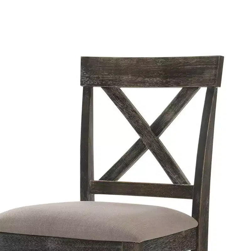 Tabourets de bar hauteur comptoir 45 cm Lin beige/Gris patiné : Rembourrés, Piètement bois, Sans accoudoirs