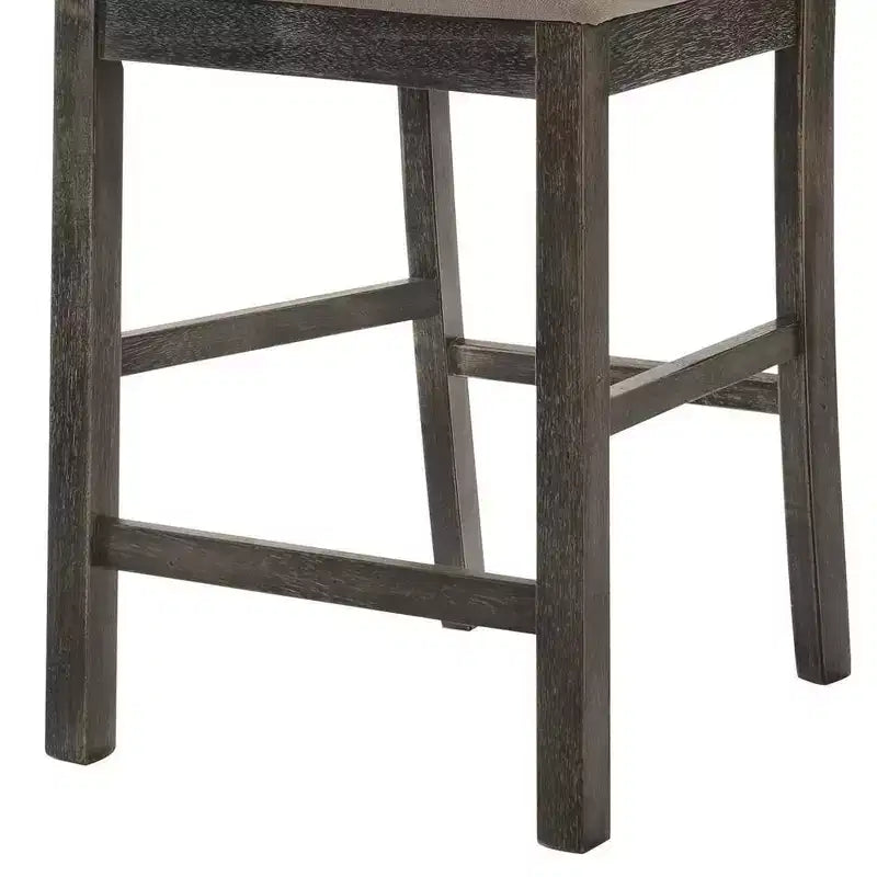 Tabourets de bar hauteur comptoir 45 cm Lin beige/Gris patiné : Rembourrés, Piètement bois, Sans accoudoirs