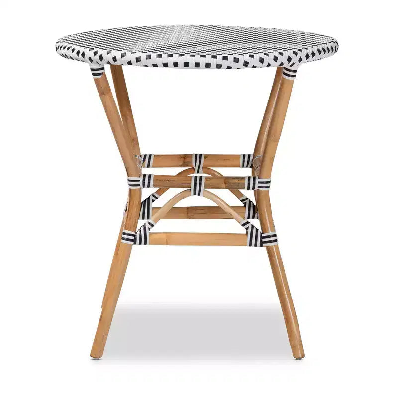 Table à manger en rotin et tissage Naturel/Marron : style bohème, 4 places, aucun assemblage requis