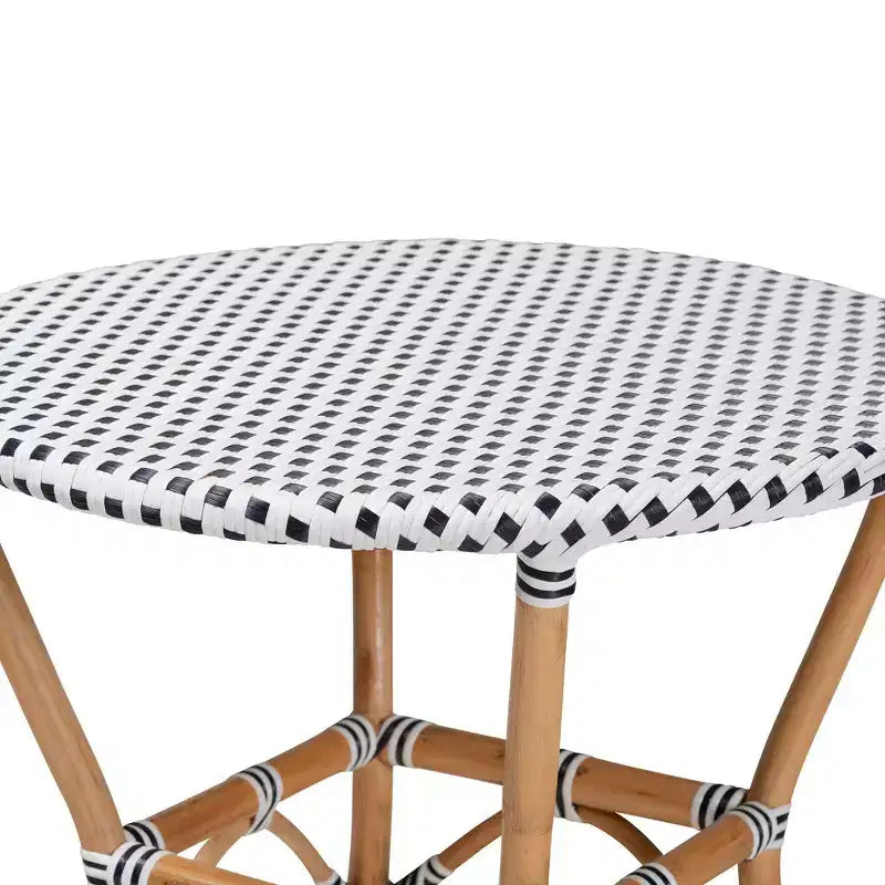 Table à manger en rotin et tissage Naturel/Marron : style bohème, 4 places, aucun assemblage requis