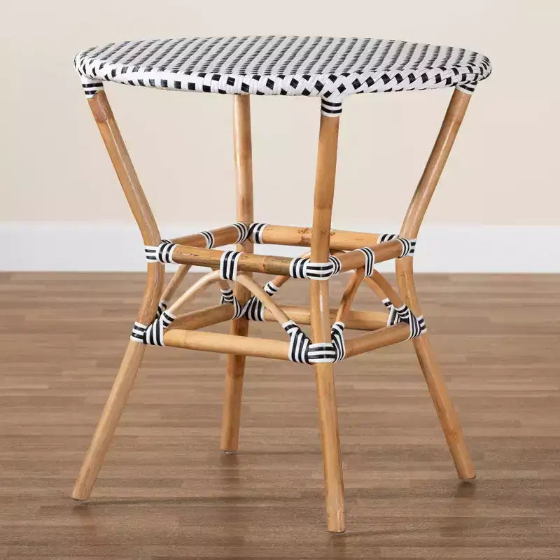 Table à manger en rotin et tissage Naturel/Marron : style bohème, 4 places, aucun assemblage requis