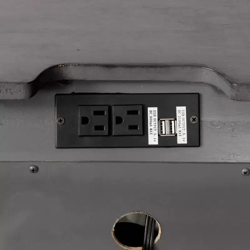 Table de chevet à 3 tiroirs avec ports USB : en bois, poignées antiques, cèdre
