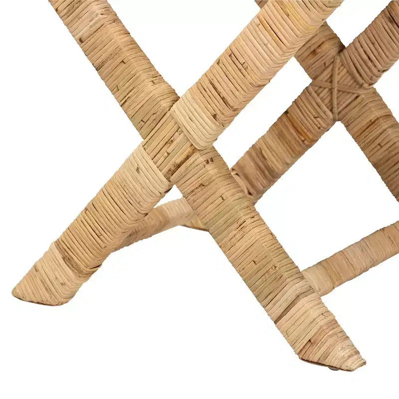 Banc d'appoint en rotin naturel et acajou marron - Bali & Pari : Tressé à la main, aucun assemblage requis