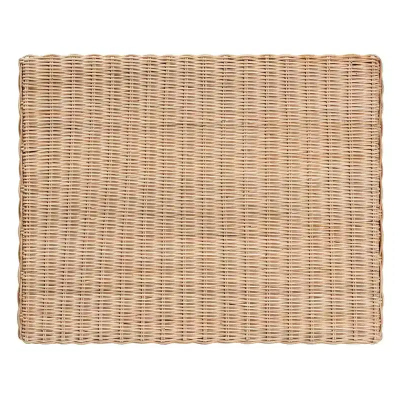 Banc d'appoint en rotin naturel et acajou marron - Bali & Pari : Tressé à la main, aucun assemblage requis