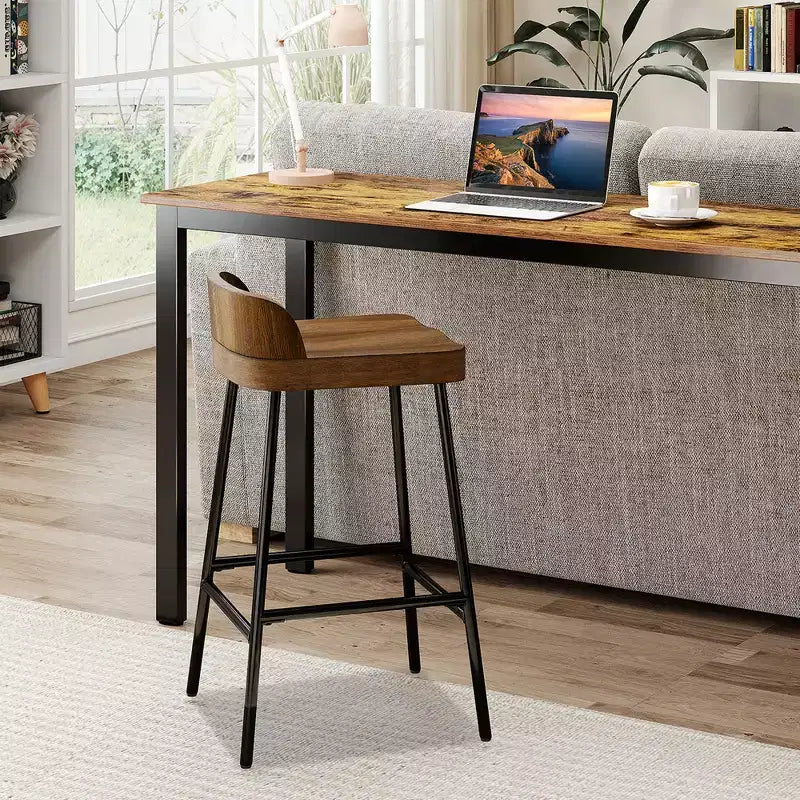 Tabouret de bar industriel 24,5" avec siège selle et dossier bas pour cuisine et salle à manger