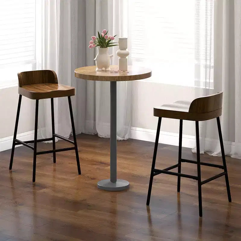 Tabouret de bar industriel 24,5" avec siège selle et dossier bas pour cuisine et salle à manger