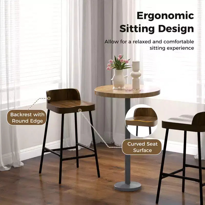Tabouret de bar industriel 24,5" avec siège selle et dossier bas pour cuisine et salle à manger