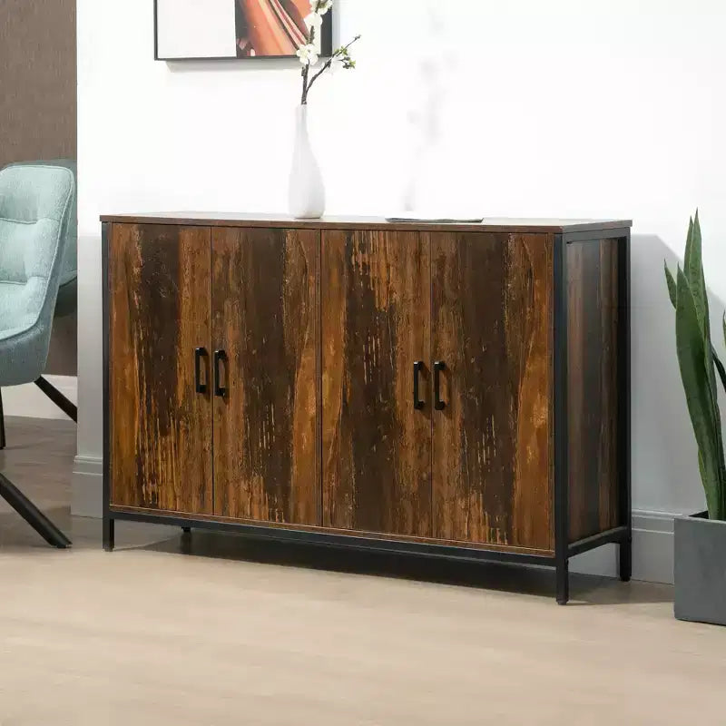 Bahut industriel, armoire de rangement de cuisine avec étagères réglables pour salon, chambre, couloir, marron rustique